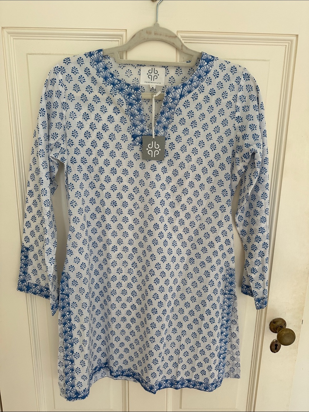 Pomegranate Blue & White Printed Tunic Size Medium